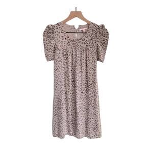 Rebecca Taylor Silk Cashmere Leopard Babydoll Knit Dress Size M